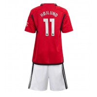 Manchester United Rasmus Hojlund #11 Domáci Detský futbalový dres 2023-24 Krátky Rukáv (+ trenírky)